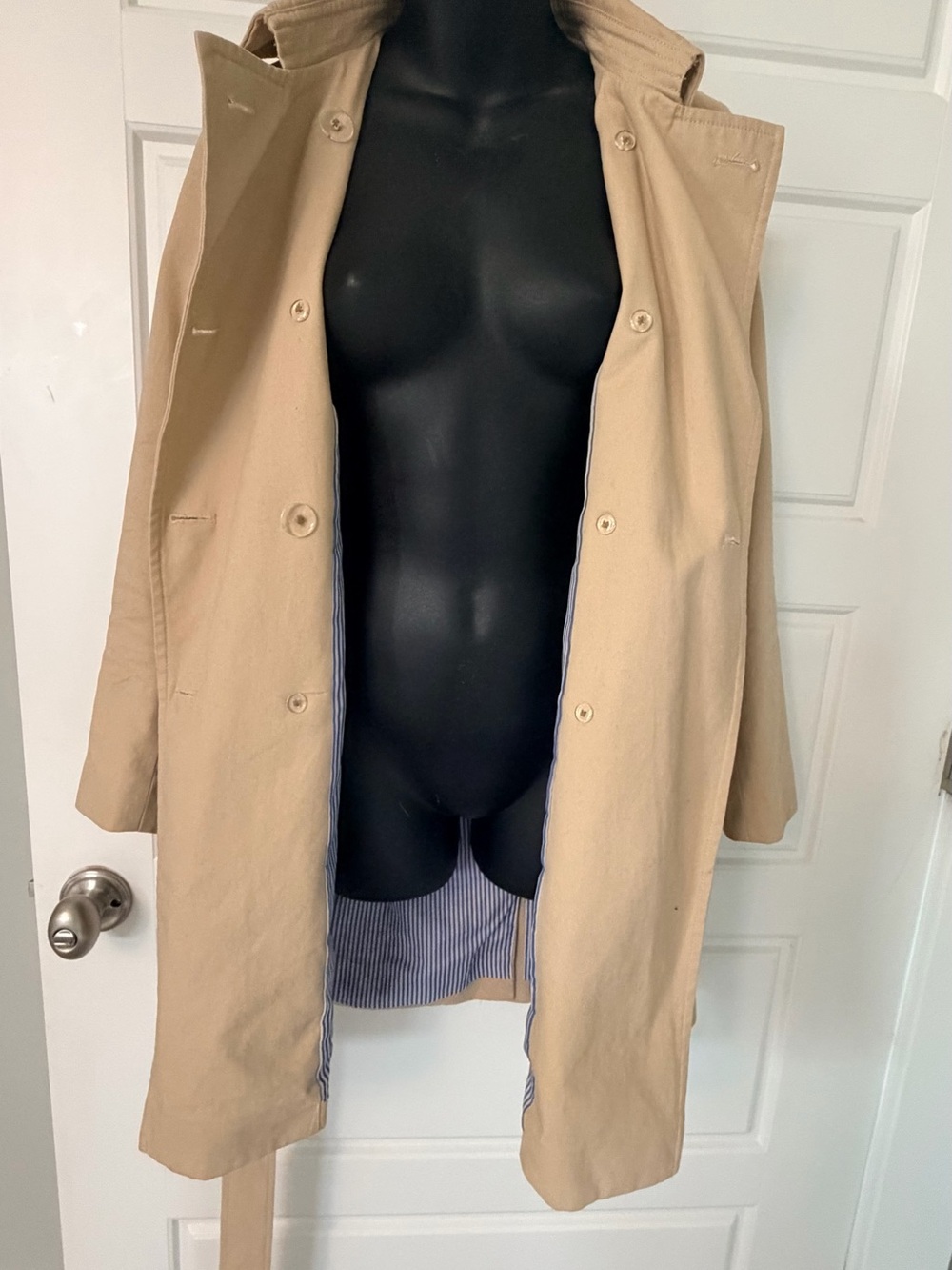 J Crew Classic Tan Belted Rain Coat size 00 - Picture 5 of 8